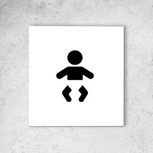 Pictogramme panneau signalétique format 20 cm x 20 cm en Dibond Blanc Picto Noir - Modèle Change Bébé