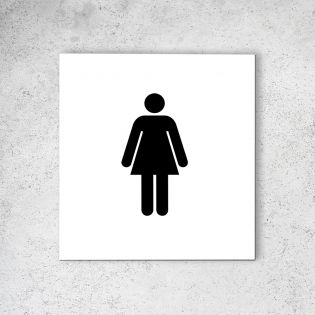 Pictogramme panneau signalétique format 20 cm x 20 cm en Dibond Blanc Picto Noir - Modèle Toilettes Femmes
