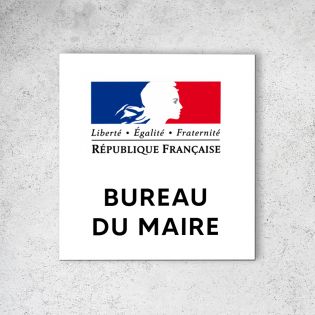 Pictogramme panneau signalétique pour mairieformat 20 cm x 20 cm en Dibond Blanc Picto Noir - Modèle Bureau du Maire