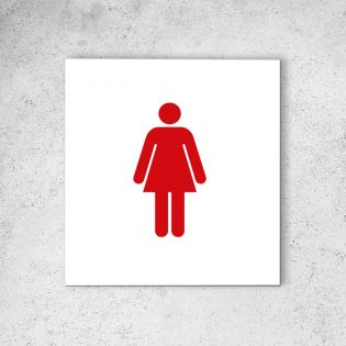 Pictogramme panneau signalétique format 20 cm x 20 cm en Dibond Blanc Picto Rouge - Modèle Toilettes Femmes