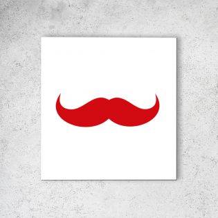 Pictogramme WC toilettes vestiaire Homme format 20 cm x 20 cm - Picto Rouge - Modèle Moustache