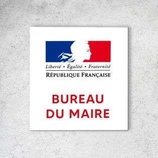 Pictogramme panneau signalétique pour mairieformat 20 cm x 20 cm en Dibond Blanc Picto Rouge - Modèle Bureau du Maire