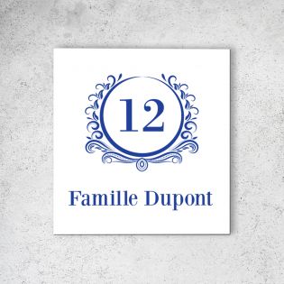 Numéro de maison extérieur personnalisable en Dibond Blanc Picto Bleu · Numéro de rue modèle Luxury