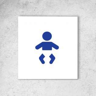 Pictogramme panneau signalétique format 20 cm x 20 cm en Dibond Blanc Picto Bleu - Modèle Change Bébé