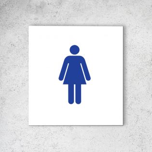 Pictogramme panneau signalétique format 20 cm x 20 cm en Dibond Blanc Picto Bleu - Modèle Toilettes Femmes
