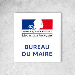 Pictogramme panneau signalétique pour mairieformat 20 cm x 20 cm en Dibond Blanc Picto Bleu - Modèle Bureau du Maire