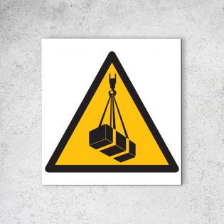 Panneau signalétique - Pictogramme d'avertissement - Danger en Dibond 20 x 20 cm | Charges Suspendues