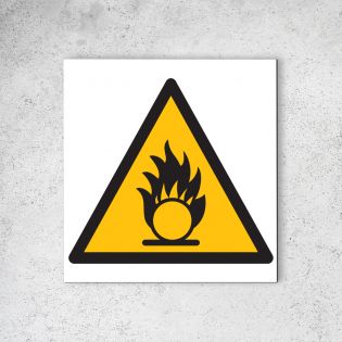 Panneau signalétique - Pictogramme d'avertissement - Danger en Dibond 20 x 20 cm | Matières Comburrantes
