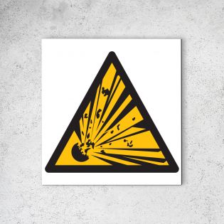Panneau signalétique - Pictogramme d'avertissement - Danger en Dibond 20 x 20 cm | Matières Explosives