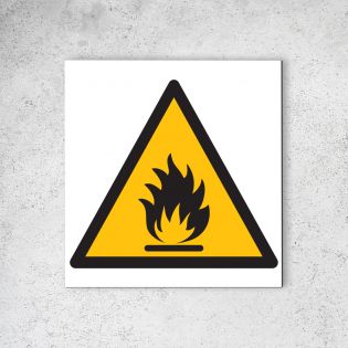 Panneau signalétique - Pictogramme d'avertissement - Danger en Dibond 20 x 20 cm | Matières Inflammables