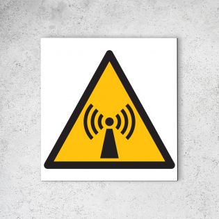 Panneau signalétique - Pictogramme d'avertissement - Danger en Dibond 20 x 20 cm | Radiations non Ionisantes