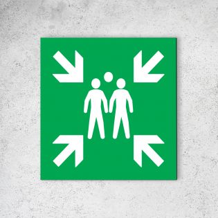 Panneau signalétique - Pictogramme sauvetage et sécurité en Dibond 20 x 20 cm | Point de rassemblement