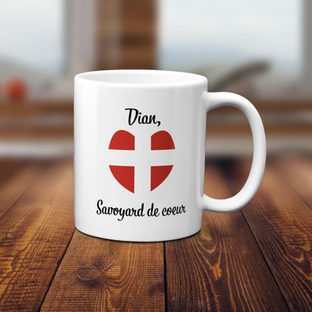 Mug en céramique blanc personnalisé avec Texte et Photo | Savoie