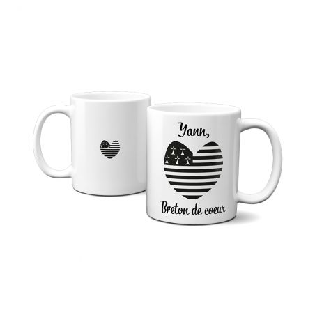 Mug en céramique blanc personnalisé avec Texte et Photo | Bretagne