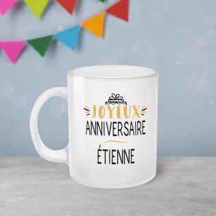 Personalized Happy Birthday frosted mug with first name