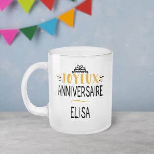 Happy Birthday Frosted Cup · 25th Birthday Golden Balloons · Personalized with First Name