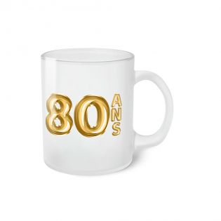 Tasse givrée Joyeux Anniversaire · Ballons Dorés 50 ans · Personnalisé avec Prénom