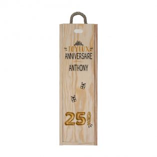 Caisse à vin en bois vide personnalisée · Emballage bouteille de vin pour anniversaire