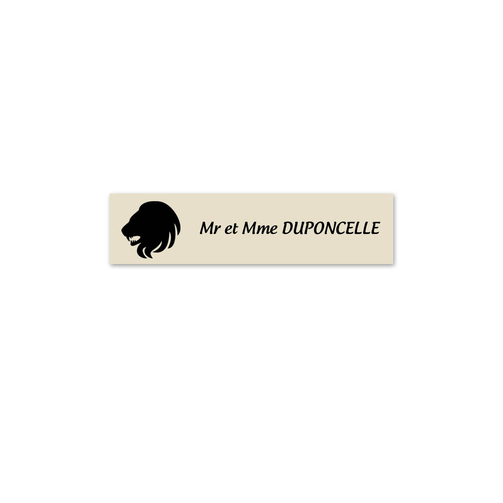 Plaque nom personnalisée 1 ligne + signe astrologique LION pour boite aux lettres type Decayeux (100x25mm)