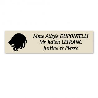 Plaque nom personnalisée 3 lignes + signe astrologique LION pour boite aux lettres type Decayeux (100x25mm)