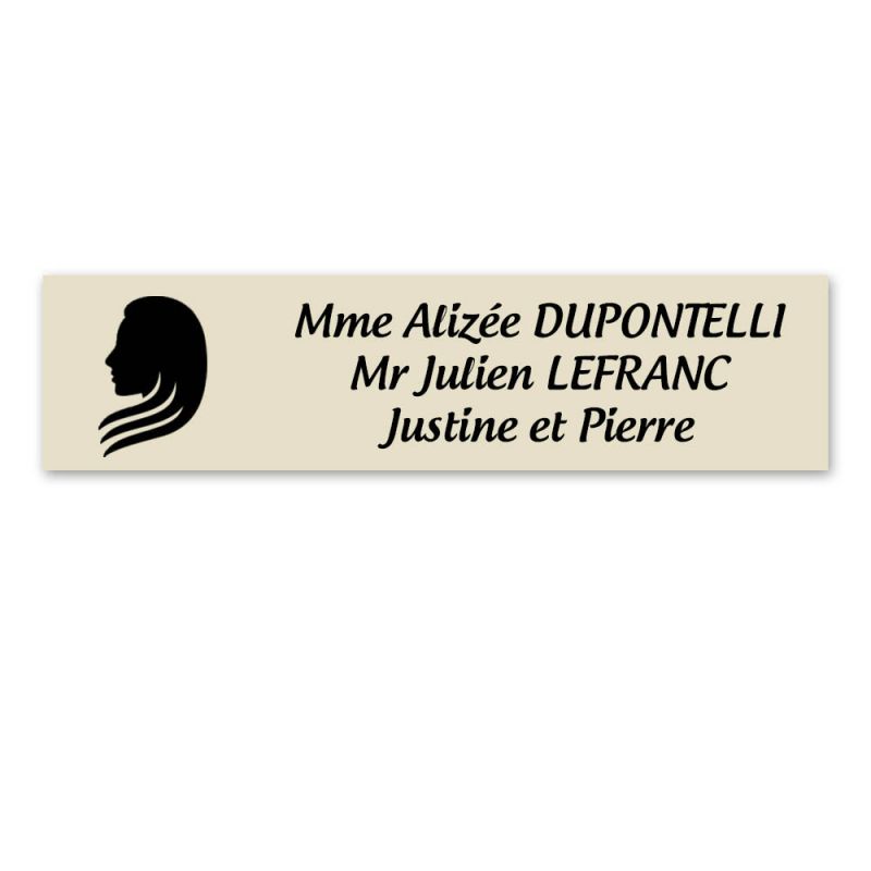 Plaque nom personnalisée 3 lignes + signe astrologique VIERGE pour boite aux lettres type Decayeux (100x25mm)