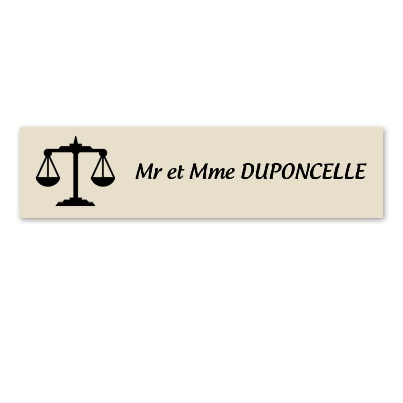 Plaque nom personnalisée 1 ligne + signe astrologique BALANCE pour boite aux lettres type Decayeux (100x25mm) Plaque nom personnalisée 1 ligne + signe astrologique BALANCE pour boite aux lettres type Decayeux (100x25mm)