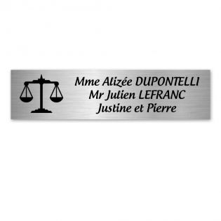 Plaque nom personnalisée 3 lignes + signe astrologique BALANCE pour boite aux lettres type Decayeux (100x25mm)