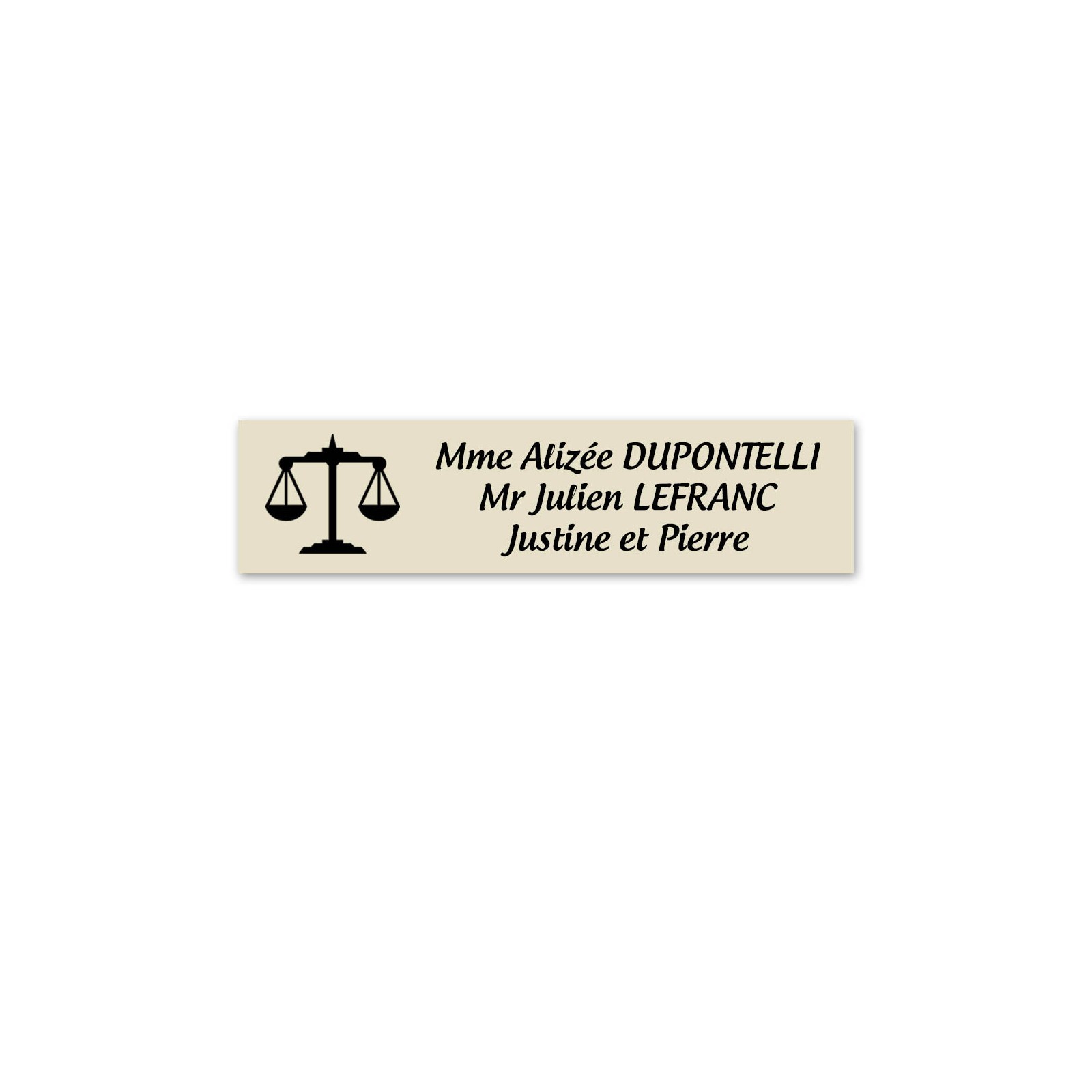 Plaque nom personnalisée 3 lignes + signe astrologique BALANCE pour boite aux lettres type Decayeux (100x25mm)