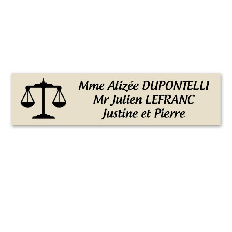 Plaque nom personnalisée 3 lignes + signe astrologique BALANCE pour boite aux lettres type Decayeux (100x25mm) Plaque nom personnalisée 3 lignes + signe astrologique BALANCE pour boite aux lettres type Decayeux (100x25mm)