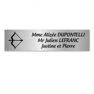 Plaque nom personnalisée 3 lignes + signe astrologique SAGITTAIRE pour boite aux lettres type Decayeux (100x25mm)