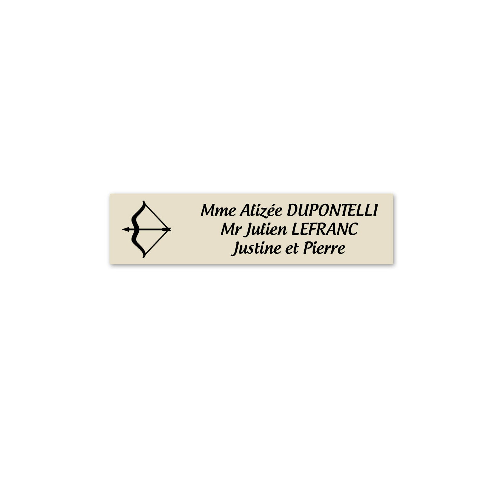Plaque nom personnalisée 3 lignes + signe astrologique SAGITTAIRE pour boite aux lettres type Decayeux (100x25mm)