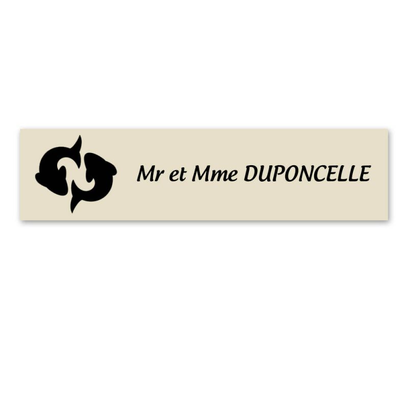 Plaque nom personnalisée 1 ligne + signe astrologique POISSONS pour boite aux lettres type Decayeux (100x25mm) Plaque nom personnalisée 1 ligne + signe astrologique POISSONS pour boite aux lettres type Decayeux (100x25mm)