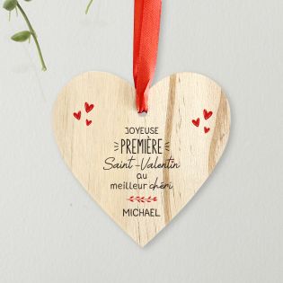 Décoration à suspendre personnalisable avec Prénom pour Première Saint-Valentin
