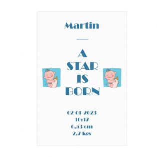 Plaque décorative personnalisée · A star is born bleu  | 20 x 30 cm