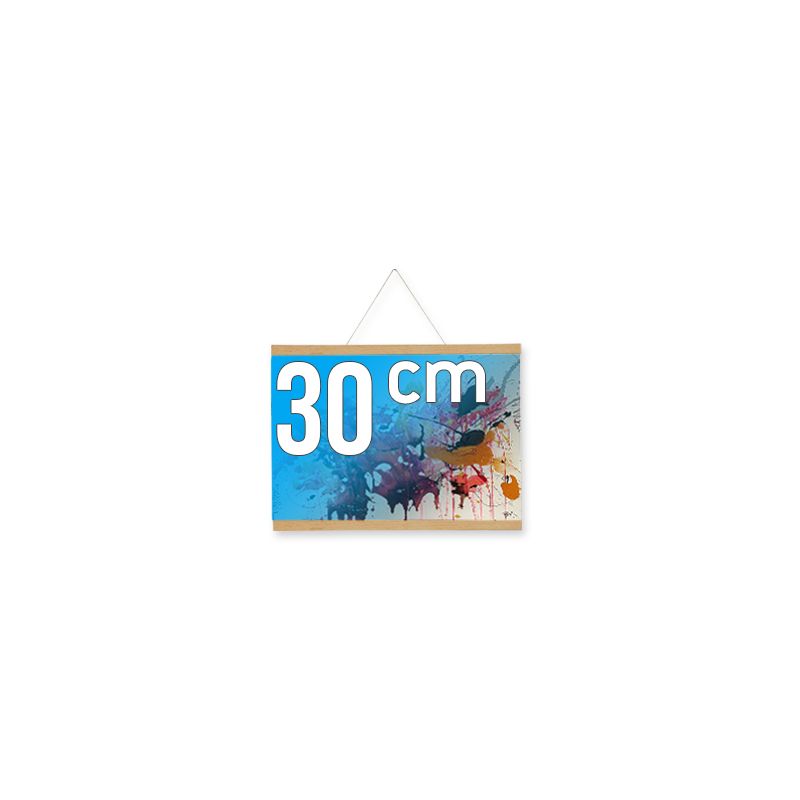 DECOHO - Porte-Affiche Magnétique à Suspendre Profil En Bois Noir 60 Cm - Kit De 4 Baguettes Aimantées