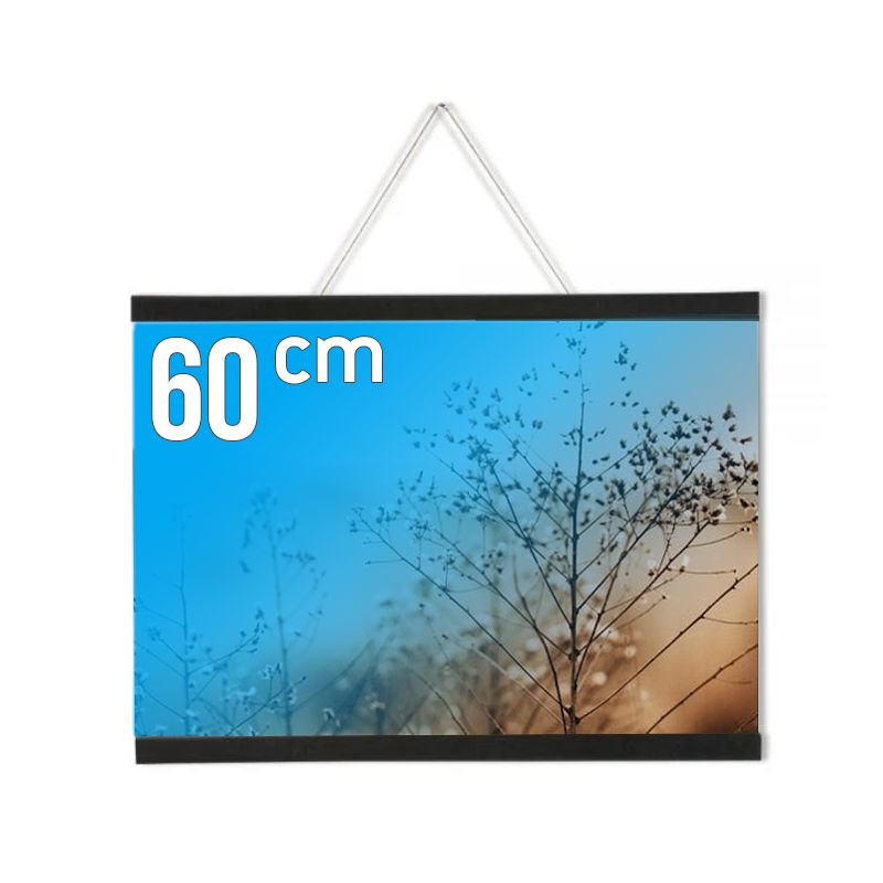 Porte-affiche magnétique à suspendre profilé en Bois Noir - 60 cm