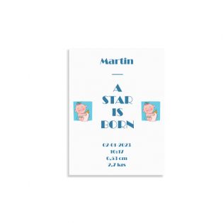 Personalized decorative plaque · A star is born · Blue · 15 x 20 cm