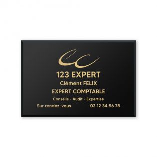 Plaque professionnelle personnalisée en plexi avec logo pour expert comptable - Argent Lettres Noires - Format 30 cm x 20 cm