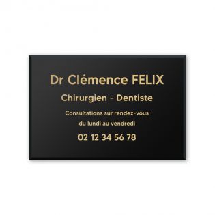 Plaque professionnelle personnalisée en plexi pour dentiste, chirurgien dentiste - Argent Lettres Noires - Format 30 x 20 cm