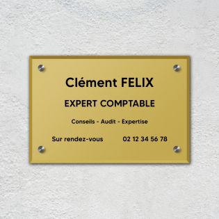 Plaque professionnelle en plexi et lettrée