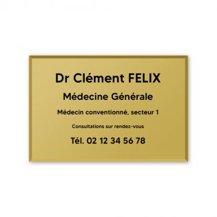 Plaque professionnelle personnalisée en plexi pour médecin - Argent Lettres Noires - Format 30 x 20 cm