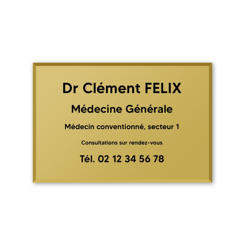 Plaque professionnelle personnalisée en plexi pour médecin - Argent Lettres Noires - Format 30 x 20 cm