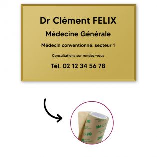 Plaque professionnelle personnalisée en plexi pour médecin - Argent Lettres Noires - Format 30 x 20 cm