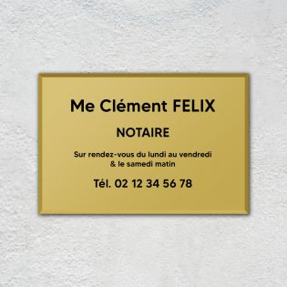 Plaque professionnelle personnalisée en plexi pour notaire, office notarial avec fixation - Format 30 x 20 cm