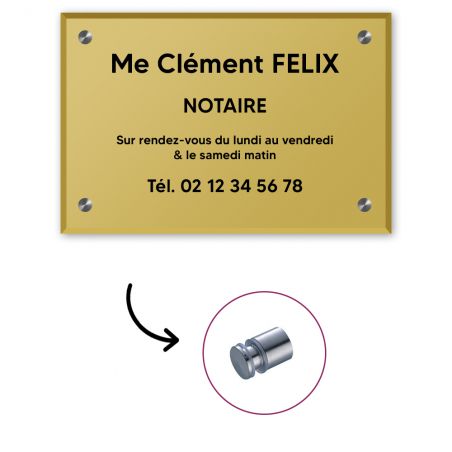 Plaque professionnelle personnalisée en plexi pour notaire, office notarial avec fixation - Format 30 x 20 cm