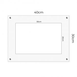 Support en plexi transparent pour plaque professionnelle 20 x 30 cm avec lot de 4 entretoises pour fixation