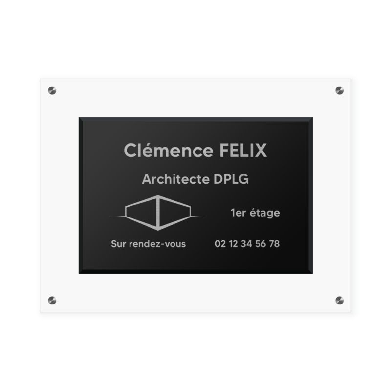 Plaque professionnelle plexiglas transparent