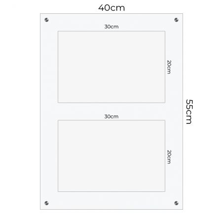 Support multi plaques professionnelles en plexi transparent avec entretoises · 2 emplacements