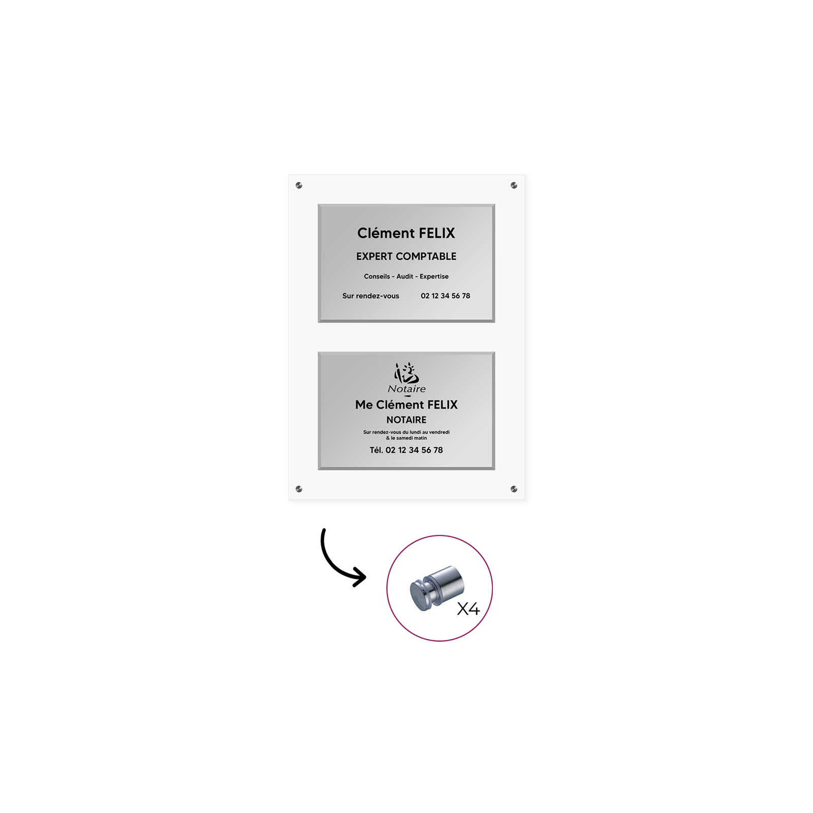 Support En Plexi Transparent Pour 2 Plaques Pro 20x30 Cm - Présentation élégante Pour Cabinets Et Bureaux