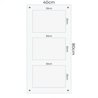 Support multi plaques professionnelles en plexi transparent avec entretoises · 3 emplacements